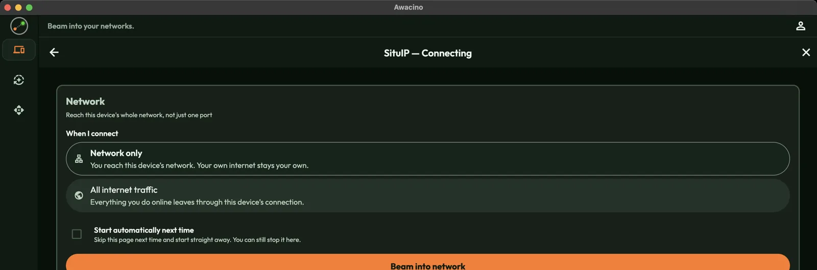 Network only, or all your internet traffic through that network.